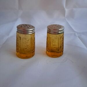 Vintage Federal Glass Sharon Cabbage Rose Shakers